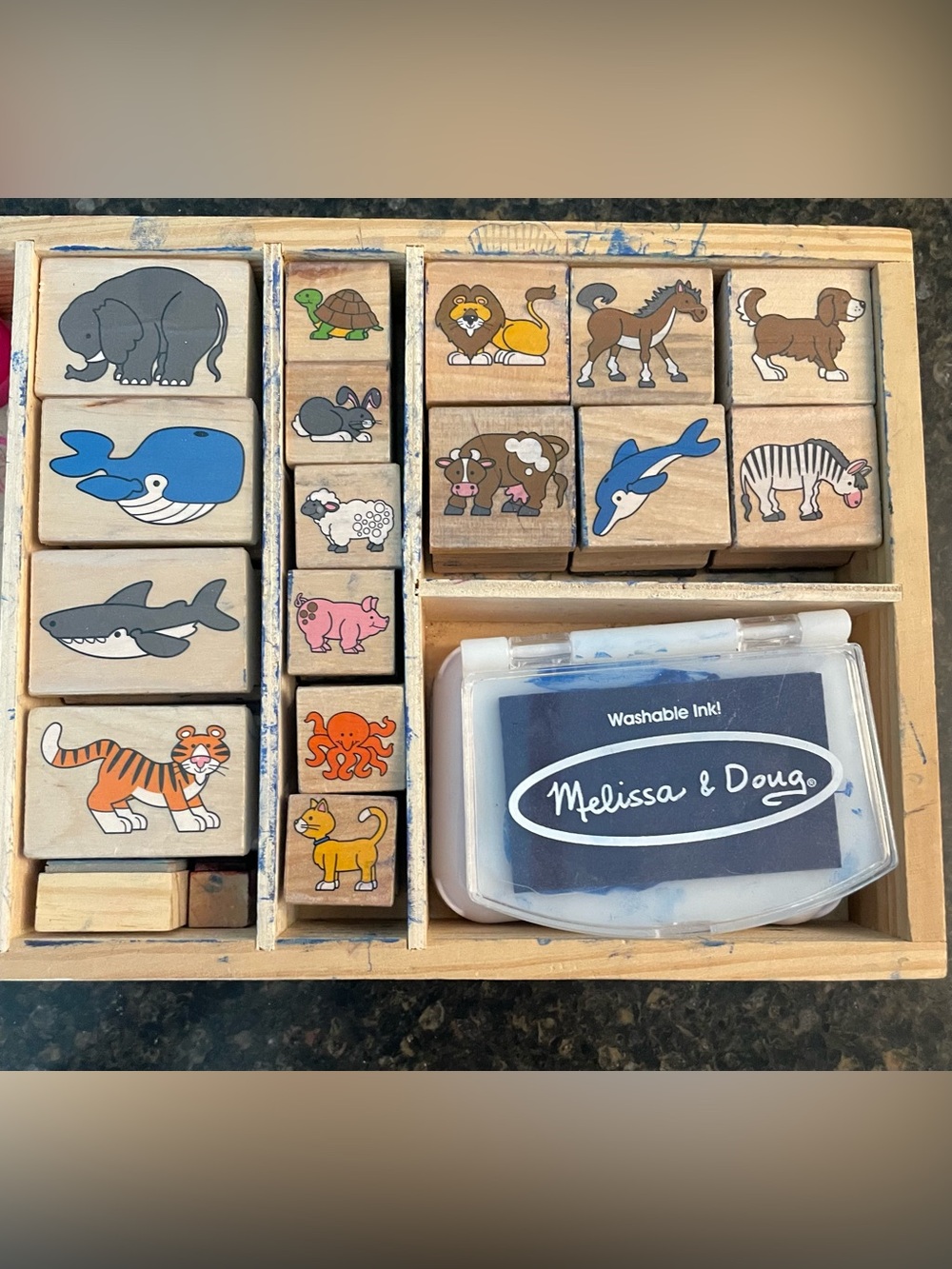 Melissa & Doug wooden stamp set, animals